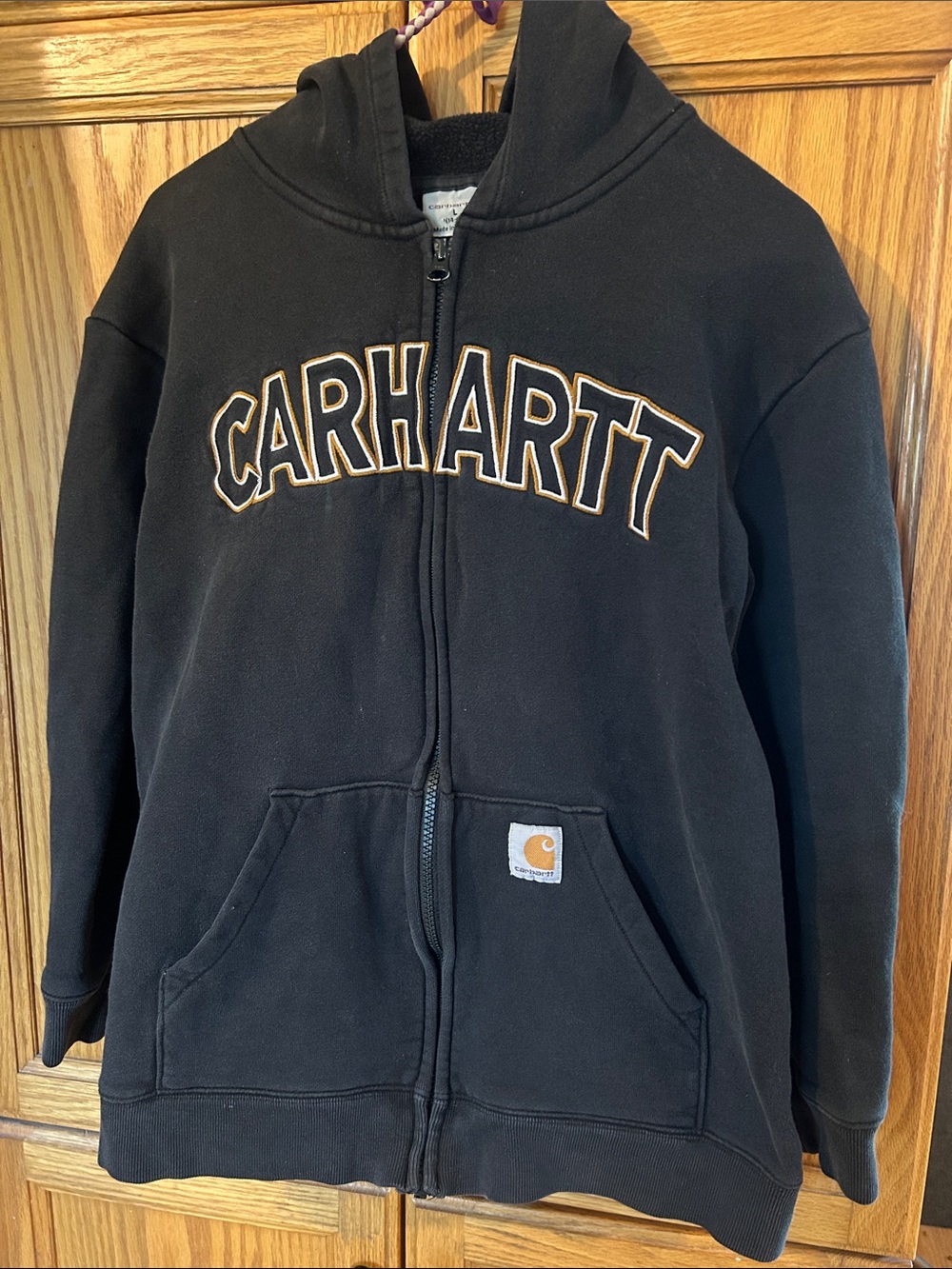 Carhartt Black Hooded Zip Fleece with Logo
